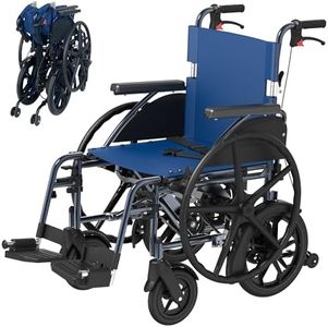 Retaoldth Folding Anti-Germ Ergonomic Self-Propelled Transport Wheelchair with Gear Drive & Dual Brake, 4 Mudguards, Removable Arms, 18 Inch Seat