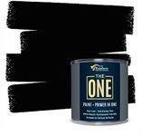 THE ONE Paint & Primer: Multi Surface Paint, Cabinet Paint, Front Door, Walls, Bathroom, Kitchen, Tile Paint Quick Drying Paint for Interior/Exterior (Black Satin Finish 1 Litre)