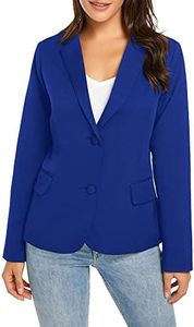 luvamia Women's Long Sleeve Formal Notch Lapel Button Down Blazer Pockets Jacket Womens Jackets Fashion Lapis Blue with Striped Lining Size XXL (Size 20- Size 22)