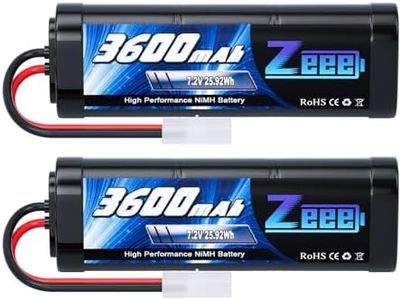 Zeee 7.2V 3600mAh RC NiMH Battery with Tamiya Plug High Power for RC Car RC Truck Associated HPI Losi Kyosho Tamiya Hobby(2 Pack)