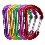 TITECOUGO 6cm D Shape Carabiner Clip Hook D-Ring Key Chain Nonlocking Durable Keychain Mini Carabiners 60mm Small dd Keyring Chains Ring Climbing Lighter Outdoor for Men and Women 5 Color B