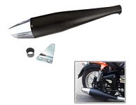 CHOPSON SILENCER'S BULLET DOLPHIN CERAMIC WOOL PERFORMANCE EXHAUST SYSTEM UNIVERSAL FITTING. It comes with a COMPLIMANTARY set of BUSH AND BRACKET. (Nickel Chrome Cap on MATTE BLACK BODY)