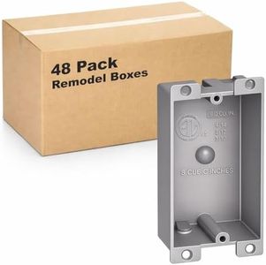 (48 Pack) Plastic Electrical Box, Shallow Remodel Box, 8 Cubic Inch Grey Outlet Box, Single Gang Old Work Junction Box, Length 4.25'', Width 2.4'', Depth 1.24'', Solid PVC Construction, ETL Listed