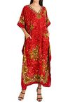 Miss Lavish London Elegant Red Kaftan Dresses for Women - Versatile Beach Coverups, X-Large African Dubai & Moroccan Kaftans - Ideal for Loungewear & Swimwear Modern Caftans Long Dresses