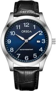 CIVO Montre Homme Bracelet Cuir Étanche Montre pour Homme Calendrier Lumineux Analogique Quartz Montre Classique Entreprise Montre Bracelet Bleu Cadran Cadeau Homme