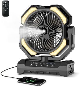 Ateroll 20000mAh Camping Fan with Misting & Remote, Portable Rechargeable Battery Fan, 250mL Water Tank, LED Light, Hook for Tent, Outdoor Home Patio Travel