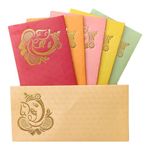 Jhintemetic® - Pack of 25 Matellic 5 Colours of 5 Each Randomly Picked Colourful Designer Shagun Lifafa/Money Gift Envelope with Golden Ganesha for Gifting Money on any occasion