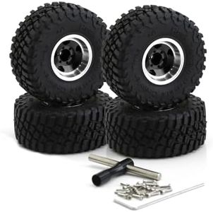 Chanmoo 1.0 Beadlock Wheels and Tires 1/24 1/18 RC Mud Slingers Grappler Tyres for 1：24 1:18 RC Scale Rock Crawler Car SCX24 FMS FCX24 TRX4M Axial AX24 90081 Gladiator Bronco C10 4PCS (Black)