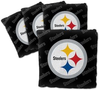 YouTheFan Officially-Licensed NFL Pittsburgh Steelers Set of 4 Cornhole Bags - All Weather Regulation 6” x 6” Size - 16oz Weight - Designed in USA