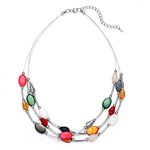 BULINLIN Crystal Layered Statement Necklace for Women, Shell Choker Necklace with Chunky Silver Metal Fashion Jewelry Gifts for Her（Colorful）