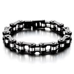 COOLSTEELANDBEYOND Ladies Mens Stainless Steel Motorcycle Bike Chain Bracelet with Buckle Clasp Polished, Chain, Stainless Steel, not-applicable