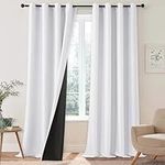 MRTREES Thermal Insulating Cold and Heat Blackout Curtains, Acoustic 100% Blackout Modern White Thermal Curtain with Eyelets for Master Bedroom, Living Room, 2 Pieces, 140 x 225 cm