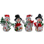 Jades : Christmas Snowman Mini Figurines Set of 4, Ceramic