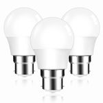 Caldarax Bayonet Light Bulbs, 5W LED B22 Bayonet Cap Bulb 40W Equivalent, 450LM Warm White 2700K LED Golf Ball G45 Mini Globe Energy Saving Light Bulbs, Non-Dimmable, 3 Pack