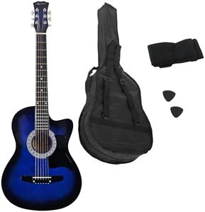 Karrera 38in Acoustic Guitar With Pick Guard Steel Strings Carry Bag Shoulder Strap Blue