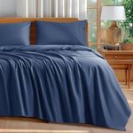 Shilucheng 100% Egyptian Cotton Sheets 4 Piece - 1000 Thread Count, Bed Sheets for Queen Size Bed, Breathable & Cooling Bedding Sheets Set, Sateen Weave, Fits Upto 16' Mattress (Navy Blue, Queen)