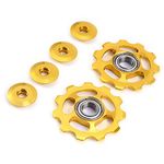 Stylrtop 2 pcs Bike 11T Aluminum Sealed Bearing Jockey Wheel Rear Derailleur Pulleys Fit SHIMANO SRAM (Golden)