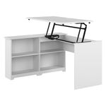 Bush Furniture Cabot 3 Position Sit to Stand Corner Bookshelf Desk, 52W, White