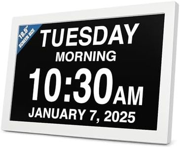 American Lifetime New 2025 Dementia Clock Large Digital Clock for Seniors, Digital Calendar Large Display, Custom Alarms, Clock with Day & Date for Elderly 18.5 Inches White