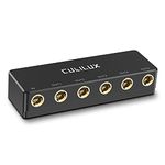 Cubilux 5-Channel 6.35mm Headphones Splitter Box, 5-Way 1/4” Stereo Audio HUB, Multi Quarter Inch TRS Auxiliary Distributor for Guitar, Studio Monitor, Speaker, Audio System