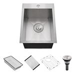 15 Drop in Stainless Steel Kitchen Bar Sink, Luckyhorse 15” x 18” x 10” 18 Gauge Stainless Steel Kitchen Sink Outdoor Sink RV Sink LH019L