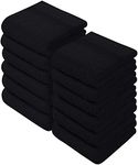 Sleep and Beyond Cotton 500 GSM Flannels Face Cloths, Washcloths Set, Face Towels, Fingertip Towels (Black, 30x30cm, 12 Pack)