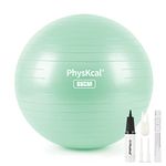 PhysKcal Gym Ball 55cm Teal Exercise Swiss Ball for Fitness Yoga Pilates Pregnancy, Anti Burst Ball Chair for Balance, Stability, Quick Pump Included