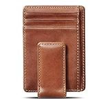 HoJ Co. CARRYALL Money Clip Wallet | Super Strong Magnetic Clip | Minimalist Card Case With Money Clip | Slim Front Pocket Wallet| Card Wallet, Brown, 3" L x 4" H, Casual