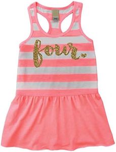 Bump and Beyond Designs Fourth Birthday Outfit Girl Four Year Old 4th Birthday Summer Dress Coral