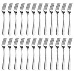 BEWOS Silver Forks 24 Pieces, Stainless Steel Forks Set, 8 Inches (20.3 Cm) Silver Fork Set, Table Forks, Cutlery Forks, Mirror Polished, Dishwasher Safe, Suitable for Household, Restaurant, Canteen