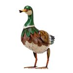 TERESA'S COLLECTIONS Garden Decor for Outside, Metal Mallard Duck Decorations for Outdoor Decor, 16 inch Duck Decoys Animal Outdoor Statues for Yard Patio Lawn Pool Porch Backyard