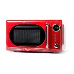 Nostalgia Retro Compact Countertop Microwave Oven - 0.7 Cu. Ft. - 700-Watts with LED Digital Display - Child Lock - Easy Clean Interior - Red