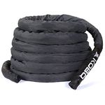 Kobo Rope Pro Black Professional Battle Rope Exercise Bottle Rope Gym 1.5-inch Thick (with Cover 40 Feet)