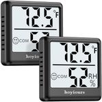 hoyiours 2 Pack Digital Hygrometer Indoor Thermometer Humidity Gauge, Mini Humidity Meters Room Thermometer for Home, Temperature and Humidity Sensor for Baby Room, Greenhouse, Pet Reptile, Black