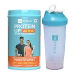 HealthKart HK Vitals ProteinUp Active (Chocolate, 400g / 0.88lbs) with Shaker, 600ml | Combo Pack| All in One Triple Blend Protein for Strength and Immunity