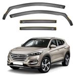 iSpeed Wind Deflectors For Hyundai Tucson mk3 2015-2020 5 Door SUV 4pc Set - Keep Your Car Ventilated in Rain - Reduce Wind Turbulence - Tinted In-Channel Type