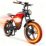 Hidoes B10 Ebikes for Adults,13Ah Battery 70Km Range,Fat Tire Electric Bike for Adults Up to 25Km/h, 60N·M Motor Electric Bicycle Retro E Bike,with Leather Bags,20" All-Terrain Tires