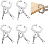 SHUESS 5 Pcs 6 Inch C Clamp Locking Pliers, Heavy Duty C-Type Locking Plier Table with Swivel Pads，Locking Pliers Adjustable Welding Clamp for Woodworking, Carpentry, Cabinetry, Welding and Repair