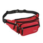 ProCase Fanny Pack Waist Packs for Men Women, Waist Bag Hip Pack for Travel Hiking Running Outdoor Sports -Red, M