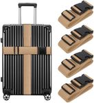 Darller 4 PCS 74"x2"Luggage Straps Suitcase Belts Wide Adjustable Packing Straps,Khaki