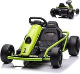 Ride on Go Kart for Kids, 24V 9Ah Battery Two 300W Motors, 8MPH Fast Drifting Circling Car, Electric Ride Toy Slow Start Function with Music, Horn,Max Load 155lbs, Racing Toy for Kids 8+ Years, Green