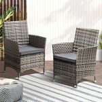 Livsip Outdoor Chair 2Pcs Rattan Garden Patio Outdoor Furniture Grey