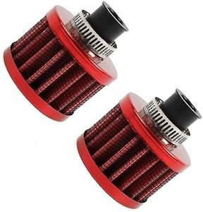 MUGE RACING 2Pcs Air Filter Cold Air Intake Filter Breather 12mm Valve Cover Breather Filter For Car and Motorcycle(Red)