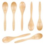 7pcs Small Wooden Spoons, 5.7 Inch Smooth Wooden Spoons for Eating Honey Spoon Wood Teaspoon Serving Wood Spoons for Daily Uses Coffee Cooking Stirring