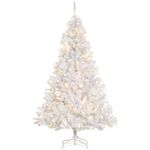 HOMCOM 6FT Prelit Artificial Christmas Tree Warm White LED Light Holiday Home Xmas Decoration with Automatic Open, White