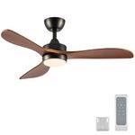 VONLUCE Ceiling Fan with Light Remote Control, 36"/ 42"/52" Modern Ceiling Fans with Timer 6 Speeds Quiet Reversible Motor, 91/107/132 cm Indoor Outdoor Ceiling Fan for Living Room Kitchen Patio