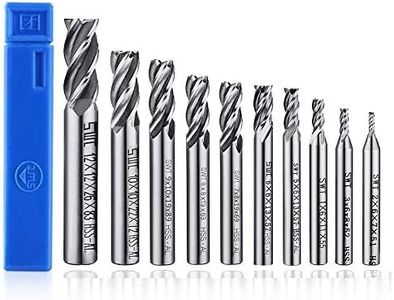 ASNOMY 10pcs 4-Flute End Mill Set, Metric CNC Milling Cutter Drill Bits Router Bits Cutter Tool Set for Wood Aluminum Steel Titanium, Straight Shank 2-12mm