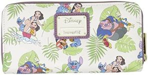 Loungefly Disney Lilo and Stitch Allover Print Zip Around Wallet, White, Medium, Zippered Wallet