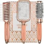 Hair Brush Set - Luxury Professional Rose Gold Hairbrushes for Detangling, Blow Drying, Straightening - Suitable for All Hair Types by Lily England (Rose Gold)