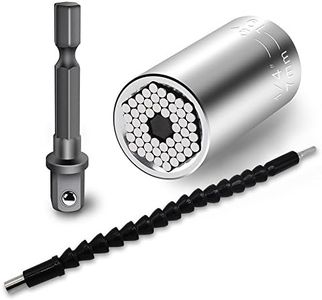 Universal Socket, SENHAI 1/4 inch to 3/4 inch Multi-Function Metric Wrench Power Drill Adapter Set, with 1/4 inch Hexagon Flexible Screwdriver Extension Soft Shaft